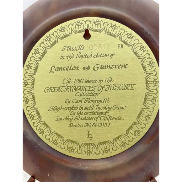 Incolay Plate Lancelot Guinevere Great Romances History Collector Stone Vintage - Picture 7 of 10